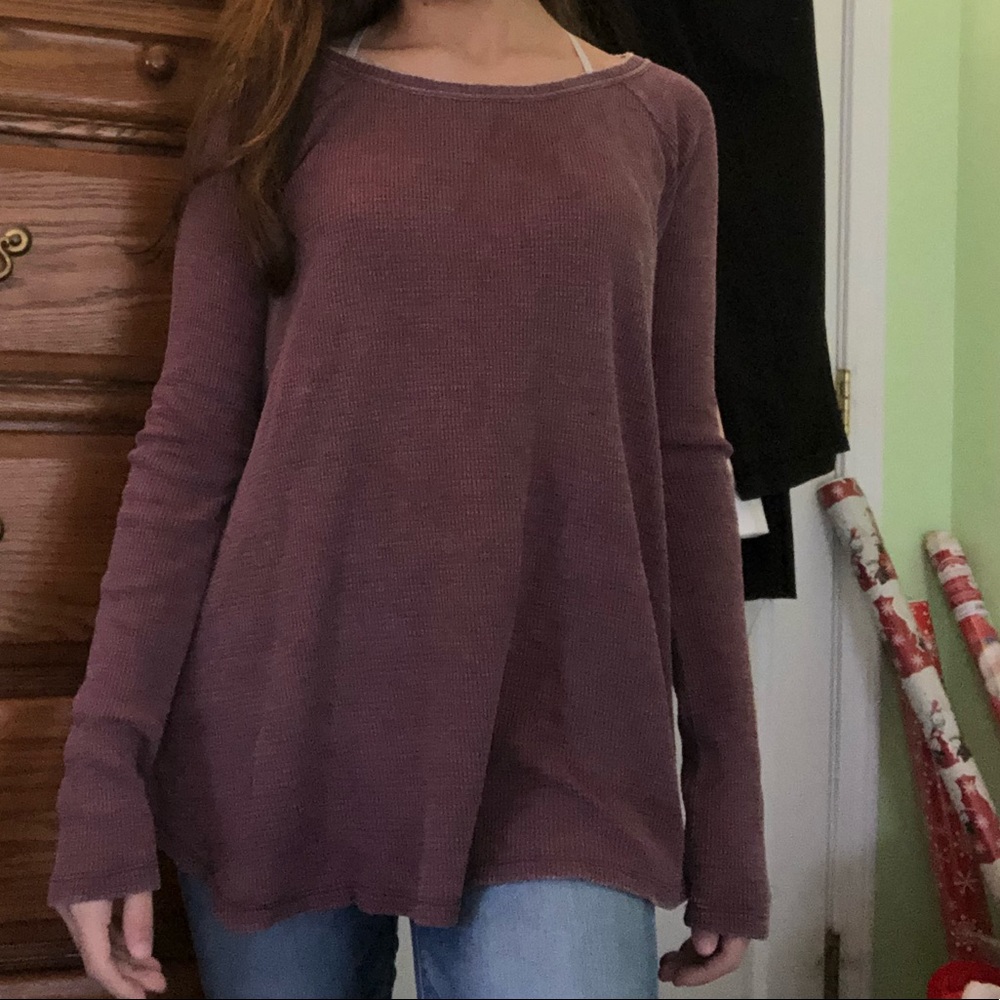 long, burgundy knit